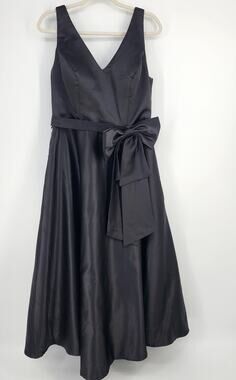 Black Bridesmaid Dress SM/M Long Formal Wedding Guest Satin Miss Veil NEW